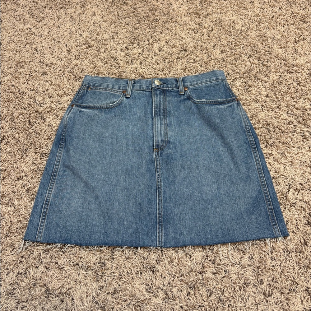 Rag and Bone Blue Denim Raw Hem Mini Skirt Size 30